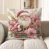 Home Decor Pink Poinsettias & Candles Decorative Pillow Pattern Cushion Cover Suitable For Sofa Bedroom Car Pillow Cover