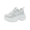 Women's Summer Rhinestone Mesh Dad Shoes - Thick-Soled, Breathable, Casual Sports, Size 34 Platform