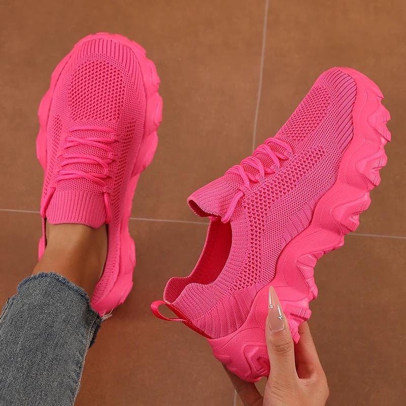 Women' Cute Lace Up Mesh Shoes Versatile Fashionable Design Lightweight Breathable  Comfortable Outdoors Walking Train Shoes