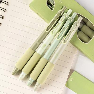 4 Teile/paket Grüner Tee Gelschreiber-Set 0,5mm Schreibstift Soft-Touch-Halter Kugelschreiber Schwarze Tinte Gelschreiber Büro Schulbedarf