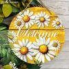 Daisy Welcome Wooden Sign, Charming Round Front Door Decor, Summer Floral Wall Hanging - Ideal Gift for Home & Garden Lovers