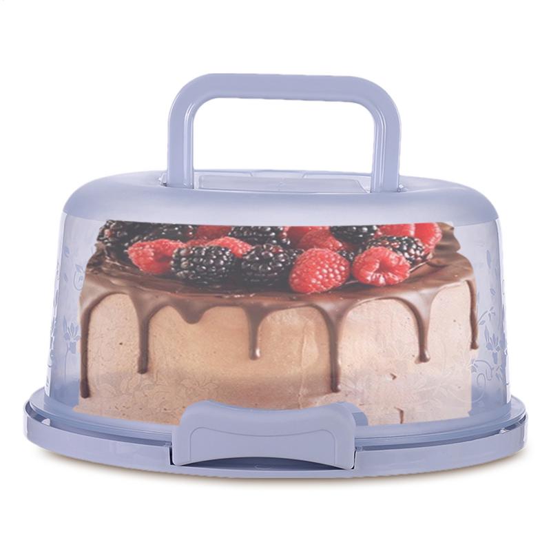 Portable Cake Carrier with Handle Round Cupcake Box Transparent Cake Storage Container Transport Cake Holder Tray