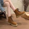 Brown thick-soled rhubarb boots women's 2025 summer new inner heightening hollow Martin boots short boots western cowboy boots