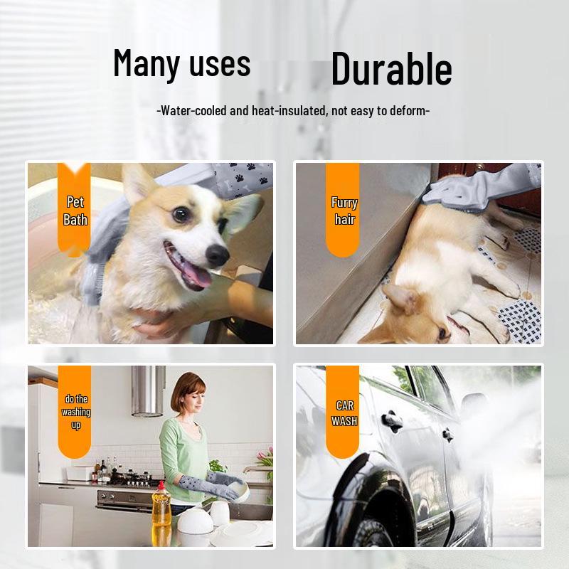 Silicone Pet Bathing Gloves - Anti-Scratch/Bite, Grooming & Hair Removal
