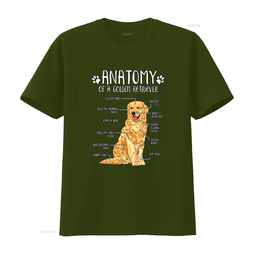 Funny Golden Retriever Anatomy Print Casual Dog Lover T Shirt vintage Washed fashion Versatile homme Soft Stretched Unisex