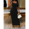 BITCED Fashion Summer Spring Solid Color Print Sleeveless U-Neck  Casual Dresses