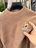 Men's Anti-Pilling Sweater with Fleece, Half-High Collar, New Embroidery, and Warm Knit Base Layer