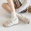 Sweet Bowknot Decoration Velcro Sneakers Women 2025 Autumn Luxury Pearl Chain Mary Jane Shoes Soft Sole Non Slip Casual Shoes