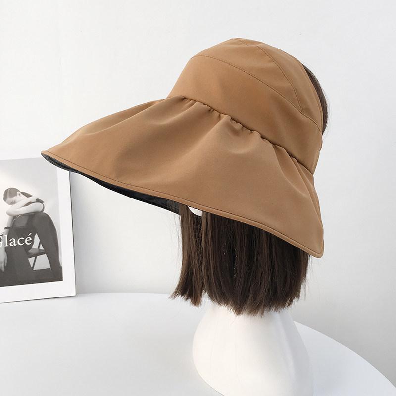 Vinyl Empty Top Sun Hat Women's Summer Sun Protection Hat UV Protection Face Bucket Hat Foldable Adjustment