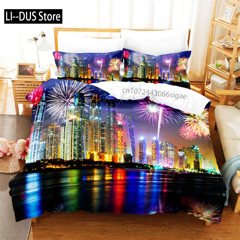 City Night Scene Bedding Set Duvet Cover Sets 3d Bedding Digital Printing Queen Size Bedding Set Fashion Design