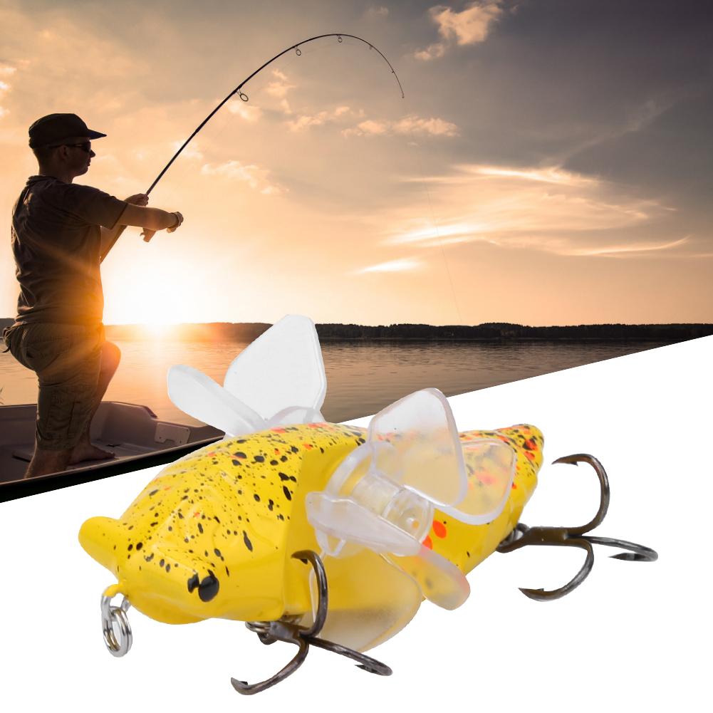 Hard Fish Lure Bionic Cicada Shape Fishing Bait with Rotating Spins Propeller Treble Hook 7.5cmY238 8