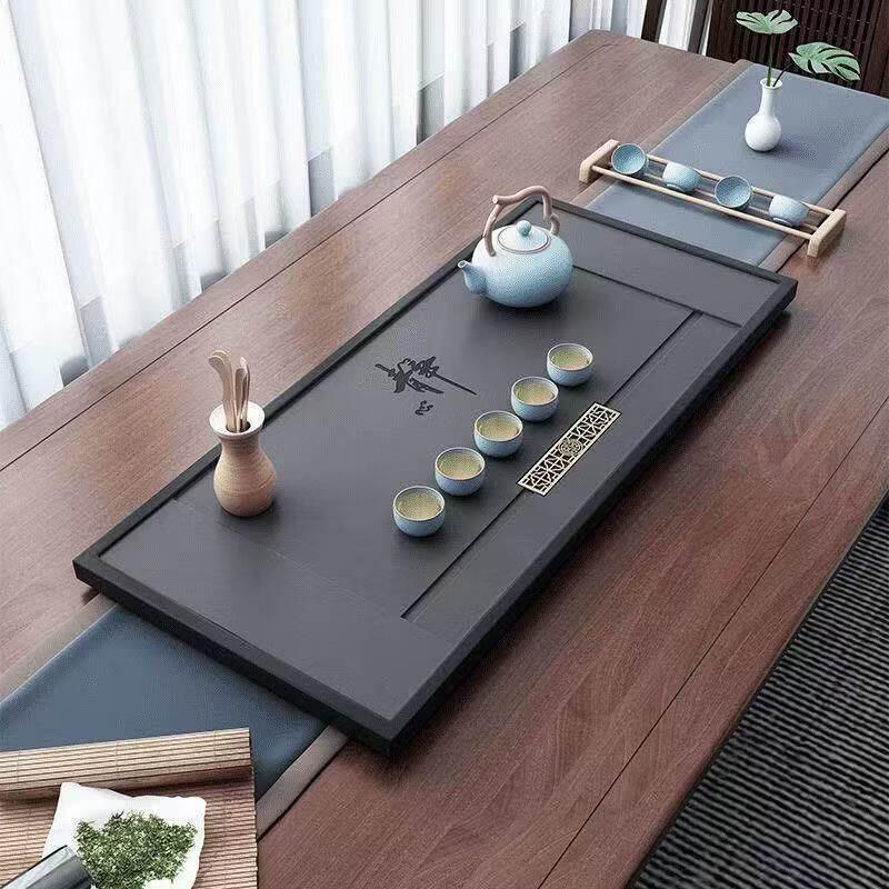 QW Large Imitation Black Gold Stone Gongfu Tea Tray