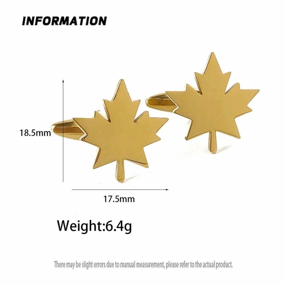 2Pcs Maple Leaf Cufflinks Business French Armband Shirt Sleeve Holder  for Women Men