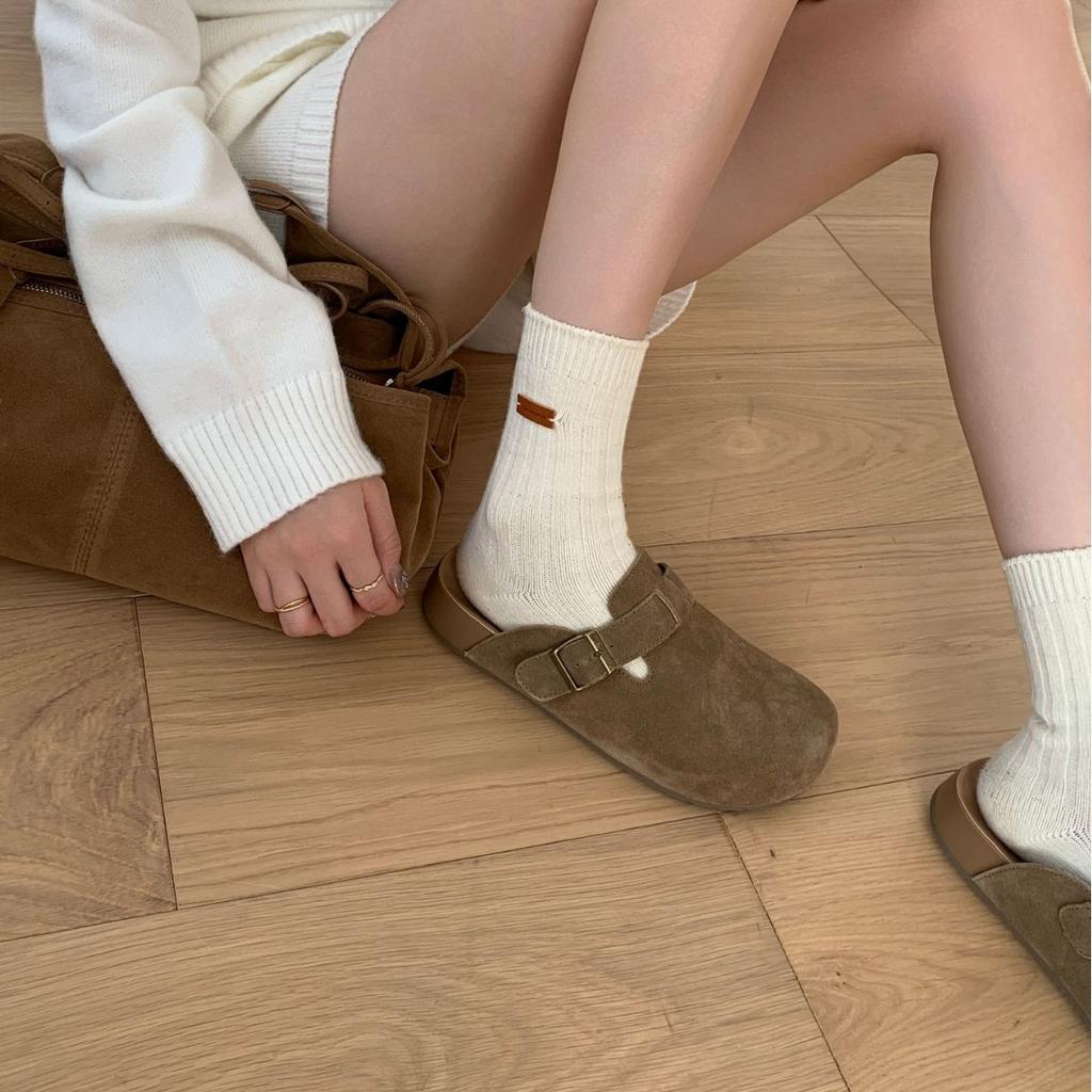 2025 autumn and winter new belt buckle thick-soled matte Boken outer wear bag head casual women's shoes