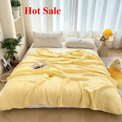 New 60 High-density Six-layer Seersucker Solid Color Simple Summer Quilt Blanket Soft Waxy and Comfortable