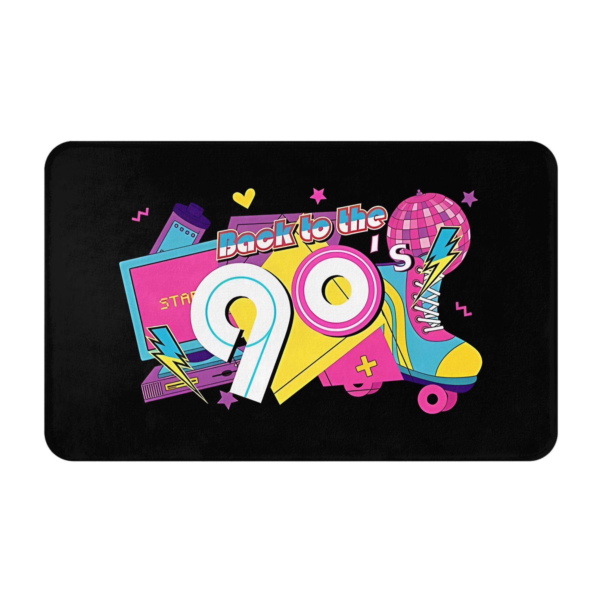 

1pc Christmas Decor Non-Slip Door Mat Inspired by The 90S Colorful Theme for Living Room And Bedroom, Flannel Welcome Carpet, 40cm x 60cm