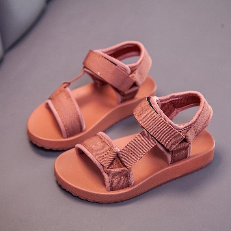 

2025 summer new children s shoes boys casual versatile beach shoes girls webbing fashion simple open-toed sandals 21-25 yards one hand 5 pairs