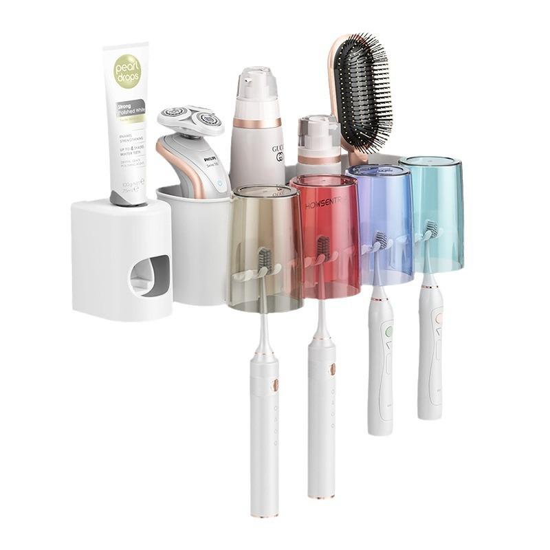 Toothbrush Shelf No Punching Toothbrush Mouthwash Cup Wall-Mounted Bathroom Wall-Mounted Shelf Storage Box Set