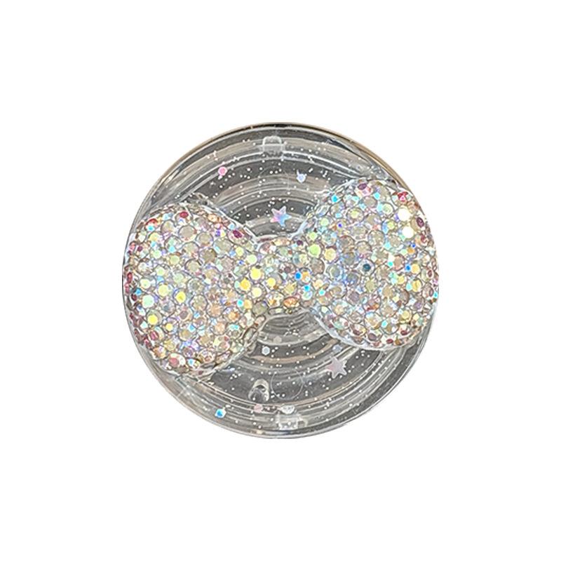 Rhinestone Bow Light Luxury Mobile Phone Airbag Bracket Magnetic Paste Adhesive Three-Dimensional Bow Tie Ring Women'S Style