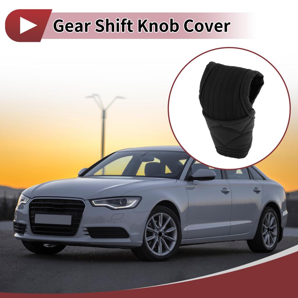 Partuto Gear Shift Knob PU Safety Measures Cover, Black, 1pc, Polyester, Anti-Slip, Dustproof, Waterproof,