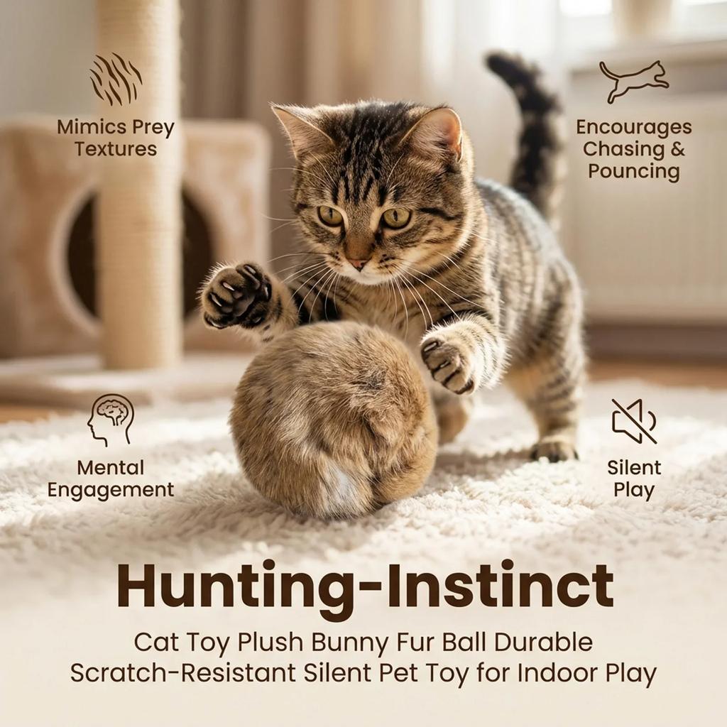 1/1/1/6Pcs Rabbit Fur Catnip Toy Balls Bite Resistant Interactive Chasing Plush Balls Toy Self Play Stress Relief Kitten Toy
