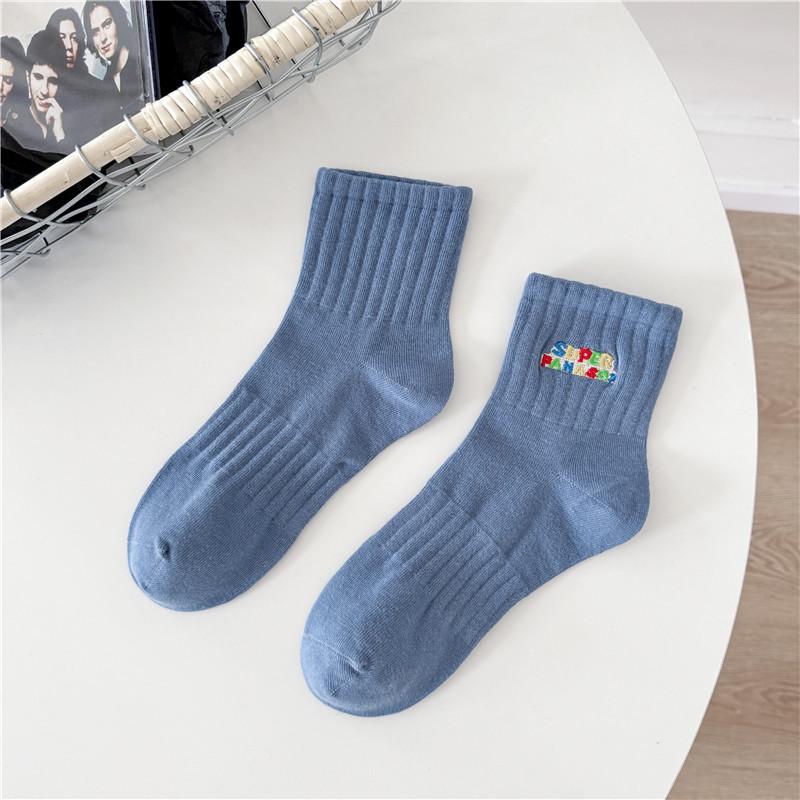 Cityboy Korean Trend Embroidered Mid-Calf Skateboard Cotton Socks for Men and Women