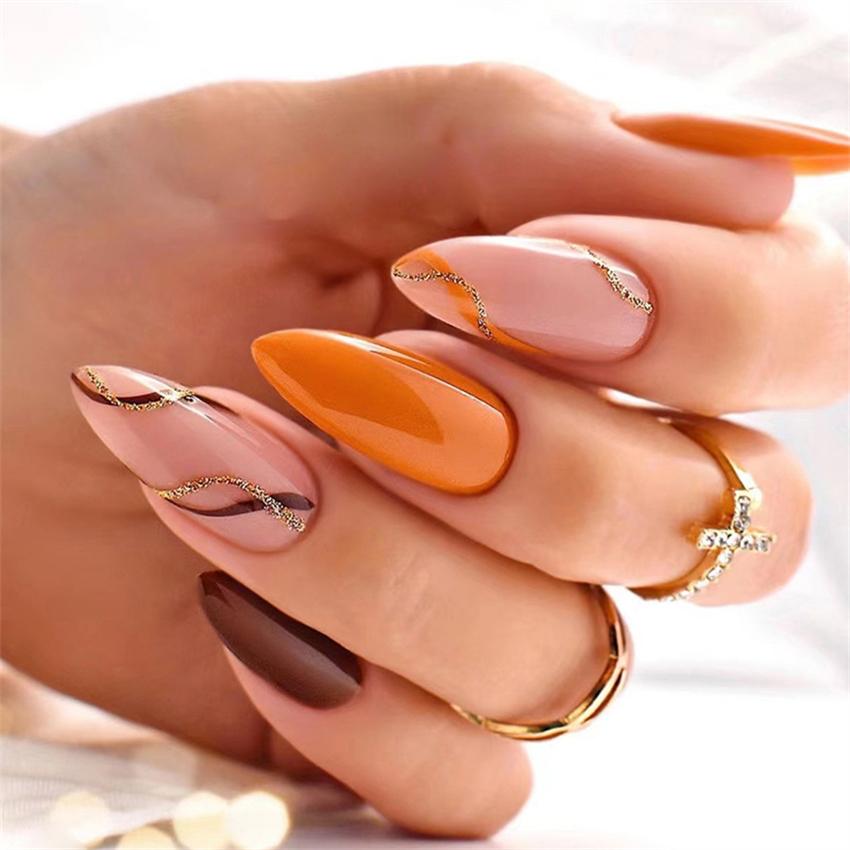 24Pcs Pink Matte French Leopard Square Coffin Press On Nails Artificial Acrylic Fake Nails For Women
