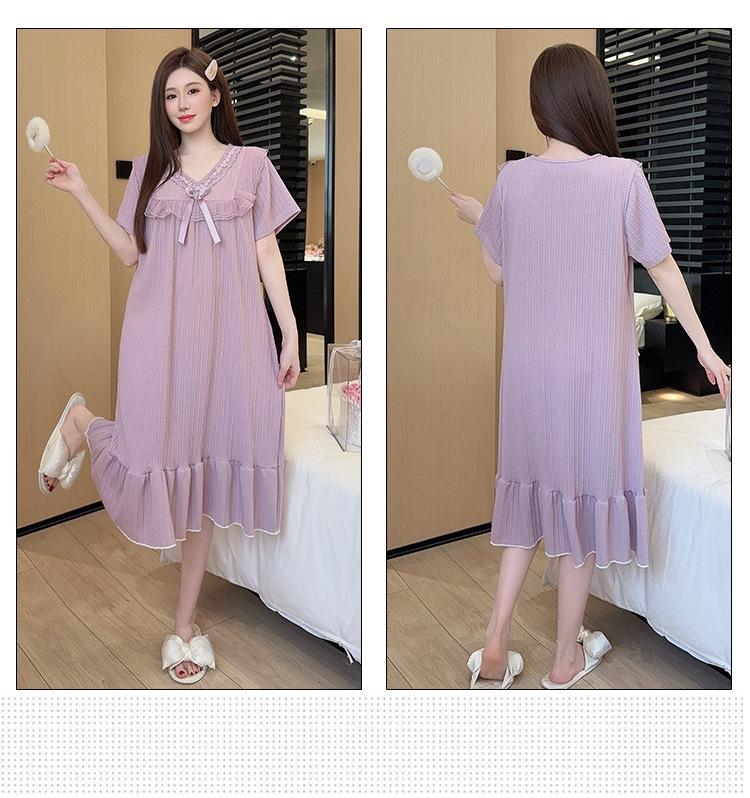 Women's Summer Short-Sleeve Princess Sleep Dress, Loose Plus Size, Comfortable Home Wear for 200 Jin.