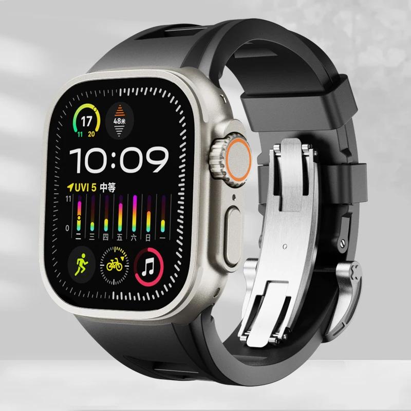 Classic Soft Silicone Strap for Apple Watch Ultra 2 49mm 45mm 44mm 42mm Sports Silicone Bracelet for IWatch Series 9 8 7 6 5 4 SE Correa