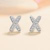 D Color Full Real Moissanite Diamond Stud Earrings for Women Cross Wedding Sparkling 925 Sterling Silver Lab Diamond Ear Studs