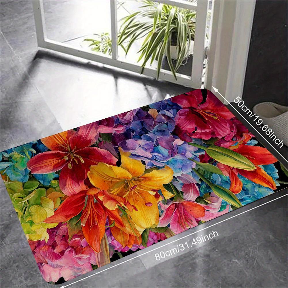 Modern Watercolor Door Mat Vibrant Colorful Soft Non-Slip Washable Kitchen Rug Bedroom Living Room Entrance Home Decor Floor Mat