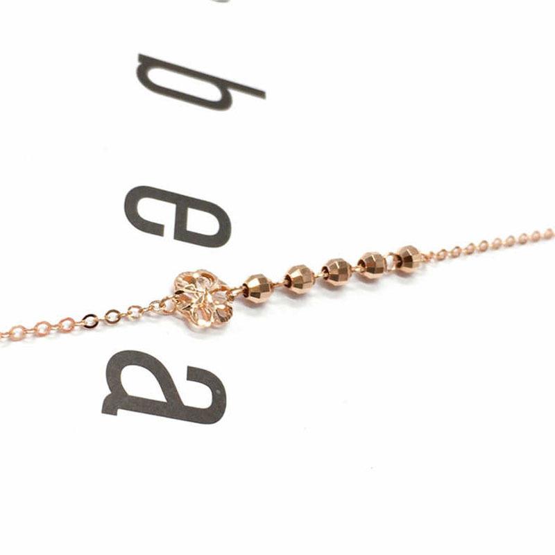 Purple Gold Car Flower Bead Hollow Anklet Plated Rose Gold Six-Petal Flower Anklet Sweet Jewelry