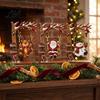 Christmas Bookshelf Decorations Wooden Ornaments, Santa Snowman Figurine with Moving Holiday Desktop Swing, Rustic Tabletop Centerpiece for Desk Shelf