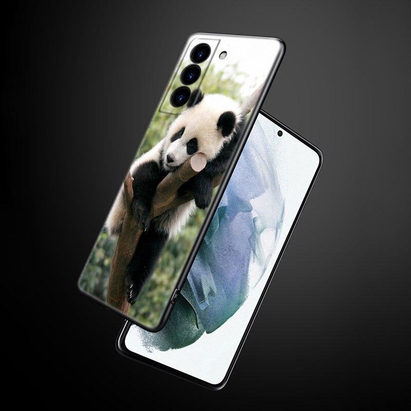 Chinesische Bär Panda Handyhülle für Samsung Galaxy S22 Pro S21 S20 Ultra FE S10 Lite 5G S10E S9 S8 Plus Weiche TPU Schwarze Hülle