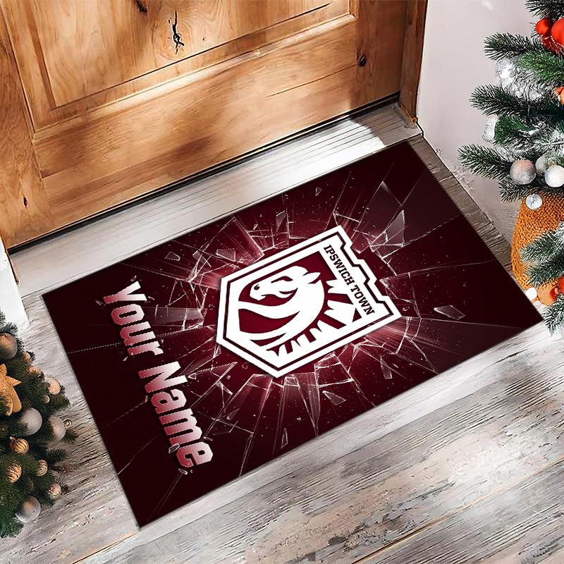 Ipswich Town Printed Crystal Velvet Rug Non‑Slip Crystal Velvet Carpet For Sofa Bedroom Indoor Home Decoration
