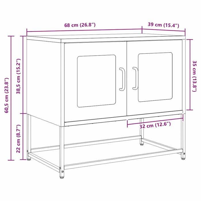 VidaXL Meuble TV vert olive 68x39x60,5 cm acier laminé à froid, banc tv, meuble hifi, centre de divertissement, buffet tv, 853336