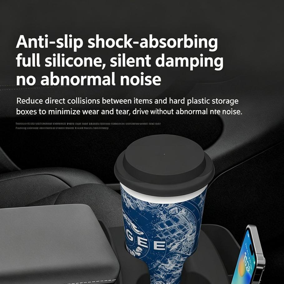 Para Tesla Model Y Standard 2025 Caja de Almacenamiento con Portavasos de Silicona para la Consola Central Accesorio de Mejora Interior de Alta Calidad