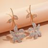 European and American diamond-set metal wind splicing flower earrings light luxury high-end earrings fashionable versatile personalized earrings