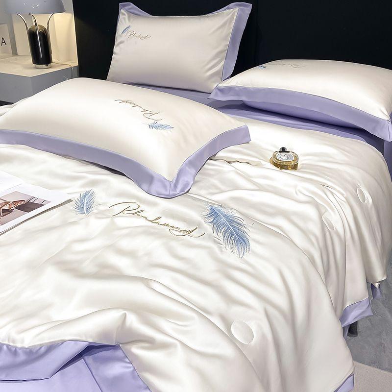 Water Wash Ice Silk Summer Cool Quilt Air Conditioner Bedding Soft Skin-friendly Thin Blanket for Weather