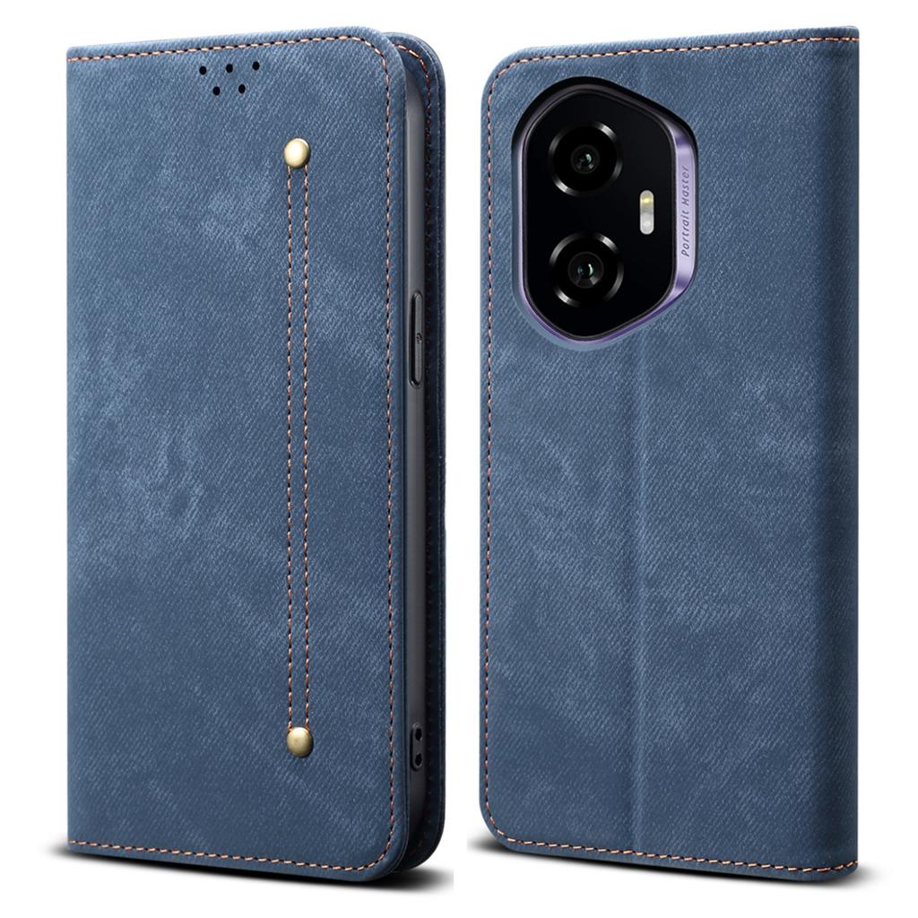 For Honor 300 Case Jeans Cloth Texture Anti-Scratch Leather Stand Phone Cover