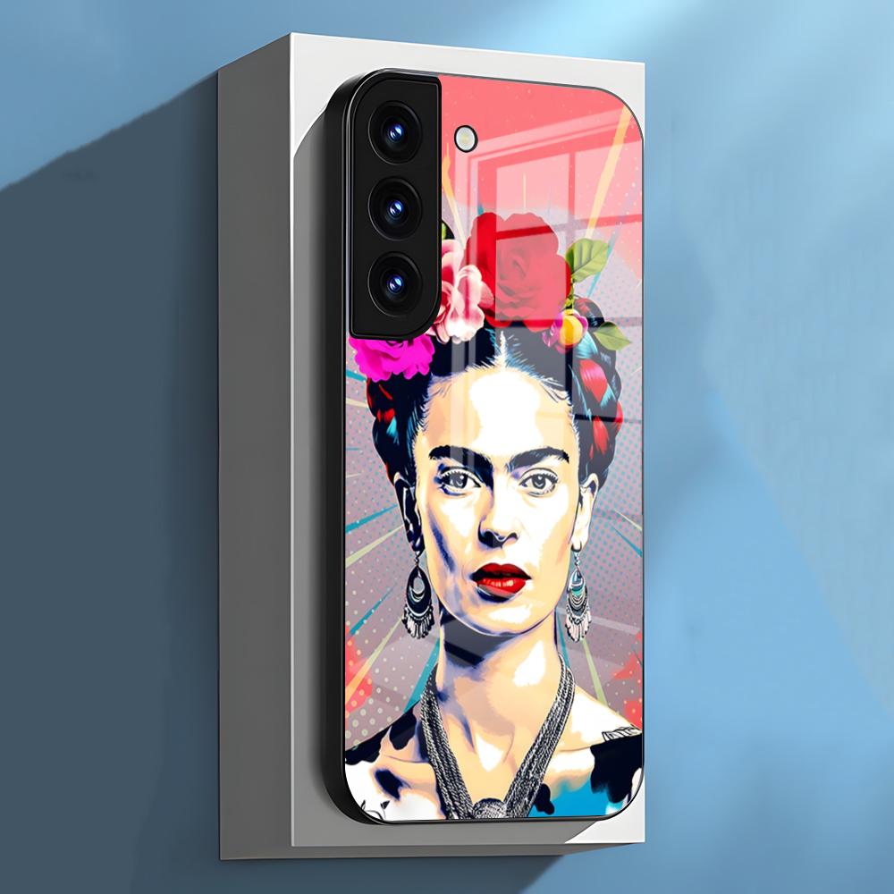 F-Frida K-Kahlo Phone Case For Samsung S26 S25 S24 FE S23 S22 S21 Plus S20 Ultra Note20Ultra Black Glass Cover