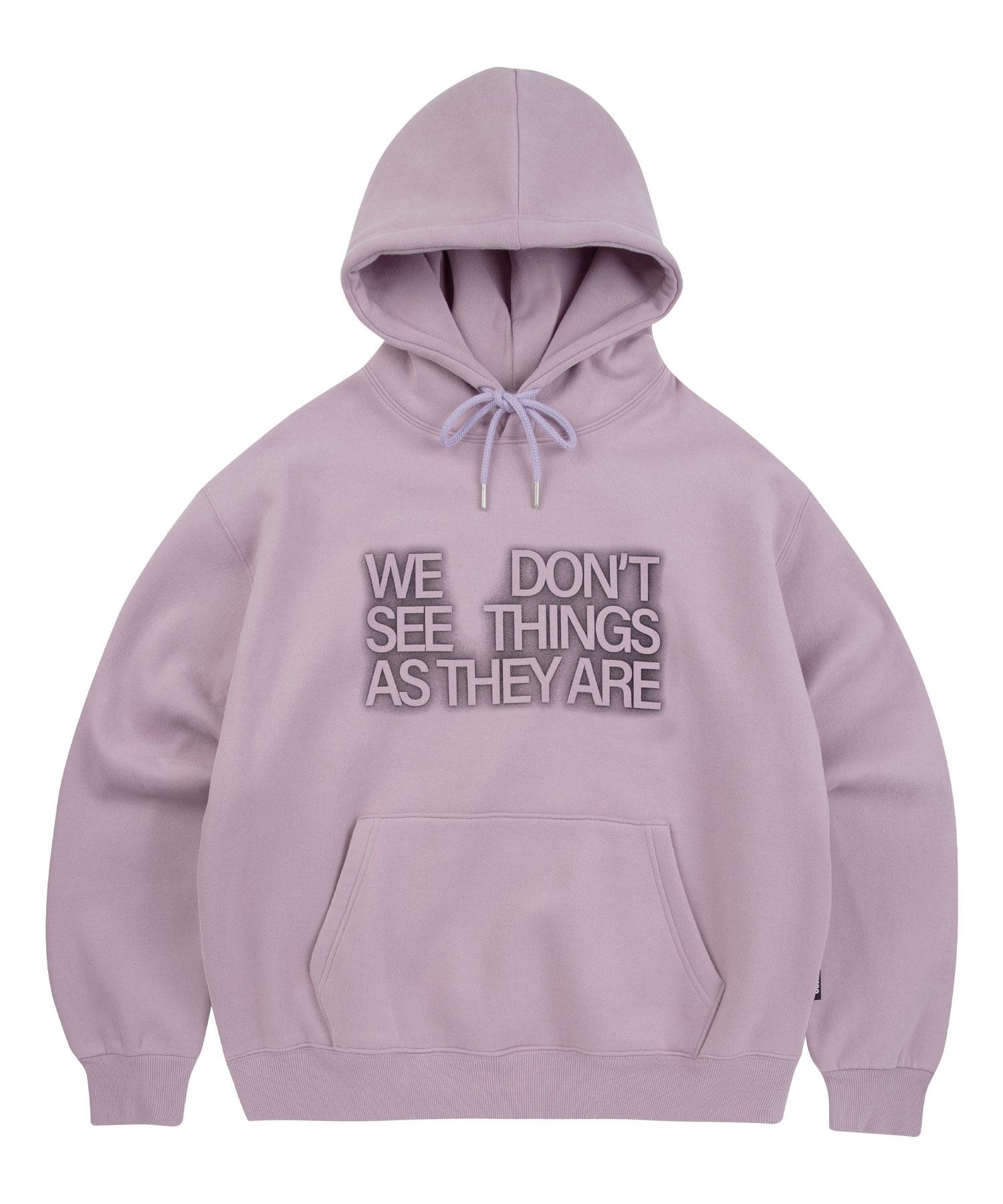 Moo [Fleece-Lined] Peach Skin Blurry Typography Hoodie - Lavender L