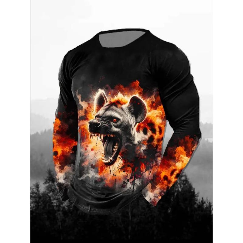 

3D Printed Lion Pattern Men s T-Shirt Casual Comfortable Long Sleeve Fashion Clothing S