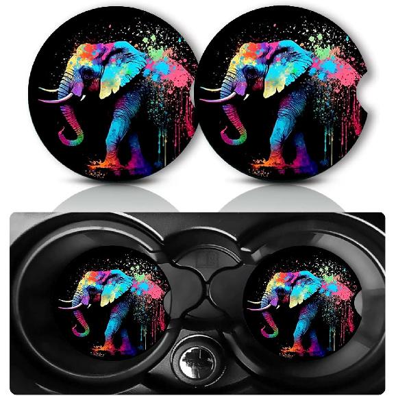 Car Coasters for Cup Holders,2 PCS Universal Non-Slip Black Leopard Print Car Coasters,2.75" Rubber Mat,Leopard Cars Accessories Cup Drink Holder
