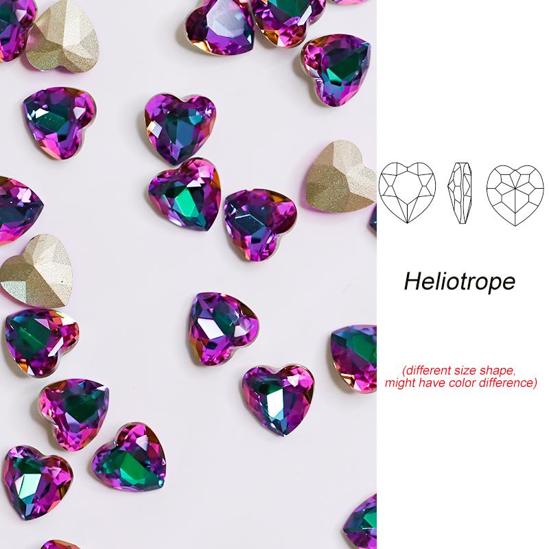 Paso Sico Heart Shaped Point Back Rhinestones Pink MO Loose Crystal Beads Garment Shoes Diy Nail Art Accessories