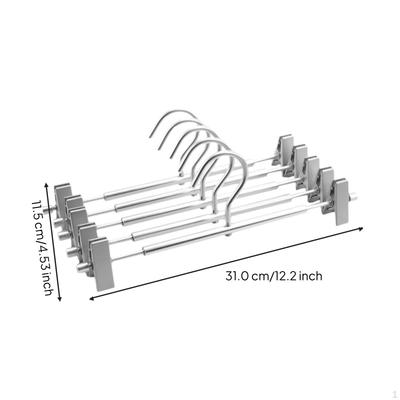 Metal Pants Hanger, NonSlip Trouser Rack, Adjustable Skirt Clasp Organizer Silver 5pcs