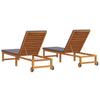 Sun Lounger 2 Pcs Brown 202 X 53 X 89 Cm Solid Acacia Wood