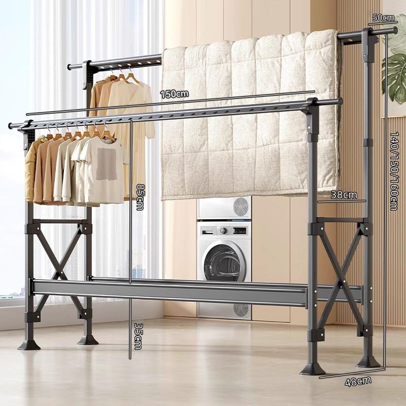 Adjustable Floor-Standing Clothes Drying Rack for Indoor/Outdoor Use