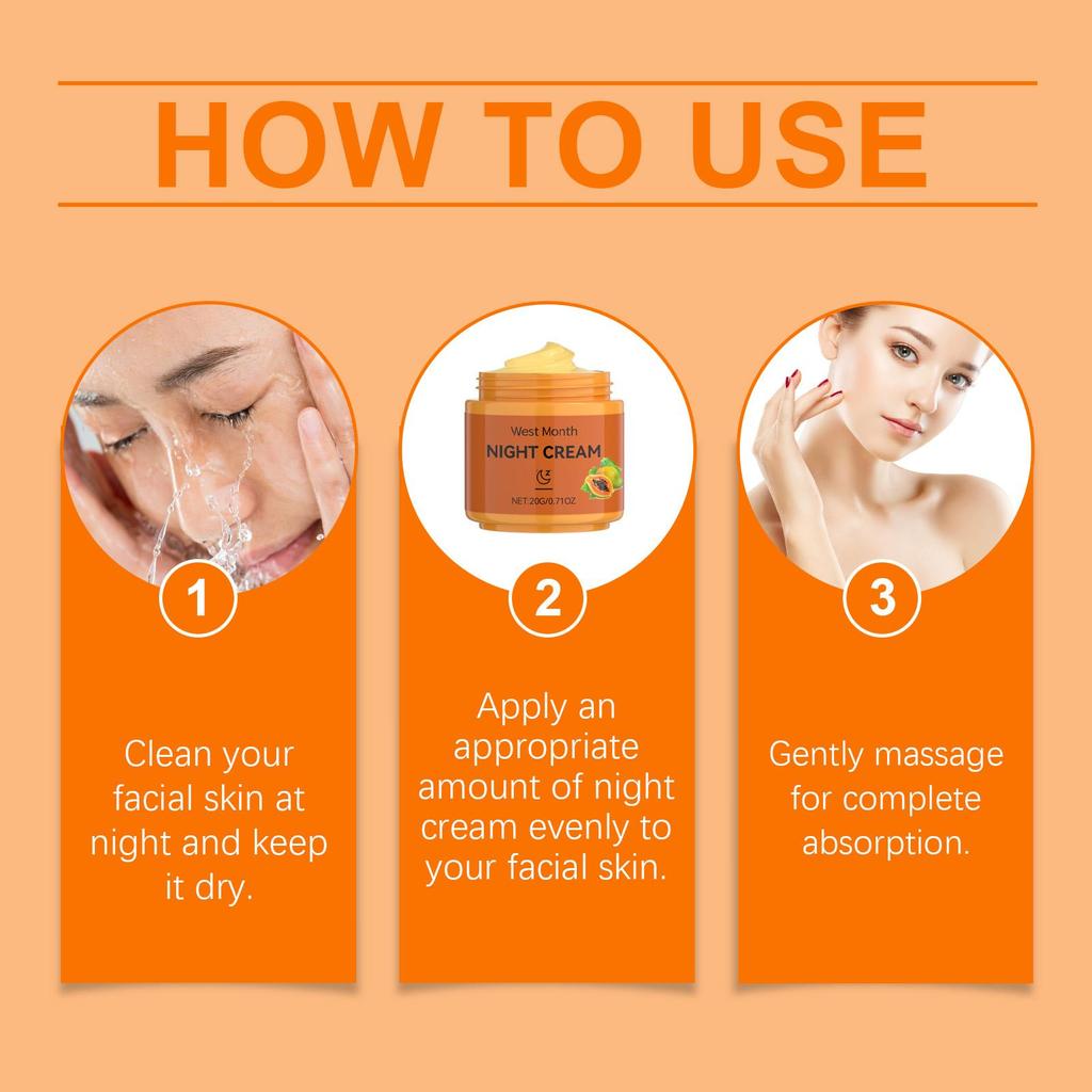 West&Month Papaya Facial Cream Fades Dark Spots Brightens Skin Hydrates & Moisturizes For Face Use 1 set