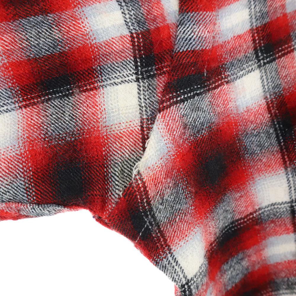 Game and Lake 50s 60s Open collar Vintage box silhouette Ombre Check Pattern Long sleeve Flannel shirt Men's Used